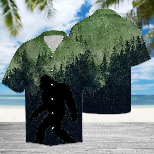 Bigfoot Night Forest Green Nice Design - Bigfoot Hawaiian Shirt