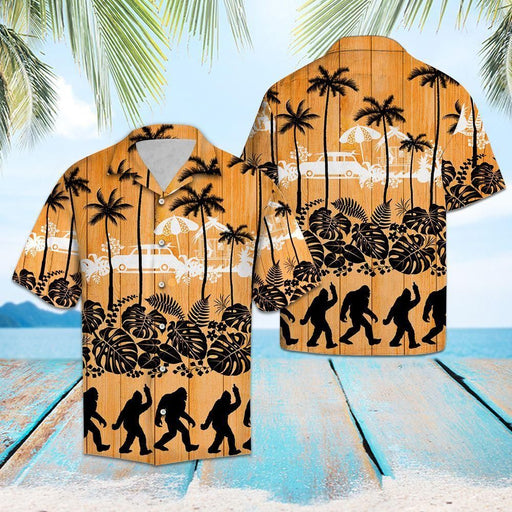 Bigfoot Palm Tree Orange Awesome Design - Bigfoot Hawaiian Shirt