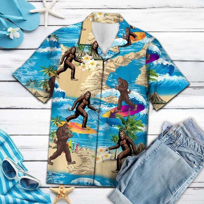 Bigfoot Summer Vacation Multicolor Awesome Design - Bigfoot Hawaiian Shirt