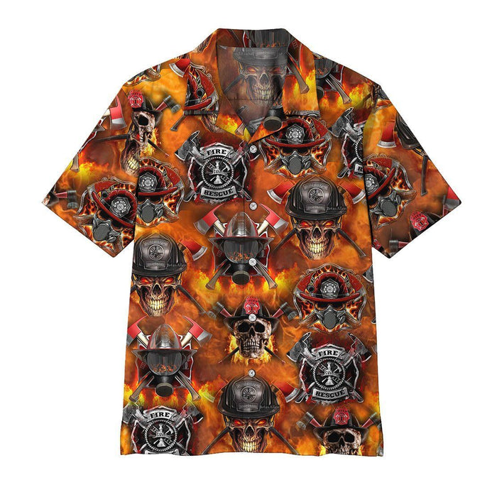 Skull Shirt - Firefighter Skull Best Design Unisex Hawaiian Shirt