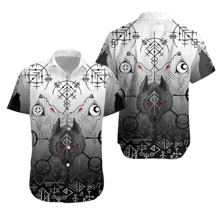 Viking Shirts - Nordic Warrior Viking Wolf Runes Special Colorful Nice - Viking Hawaiian Shirt