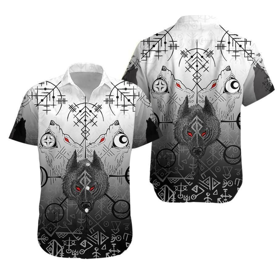 Viking Shirts - Nordic Warrior Viking Wolf Runes Special Colorful Nice - Viking Hawaiian Shirt