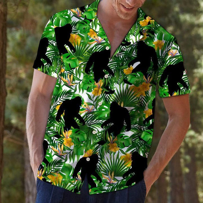 Bigfoot Tropical Wild Flower Green - Bigfoot Hawaiian Shirt
