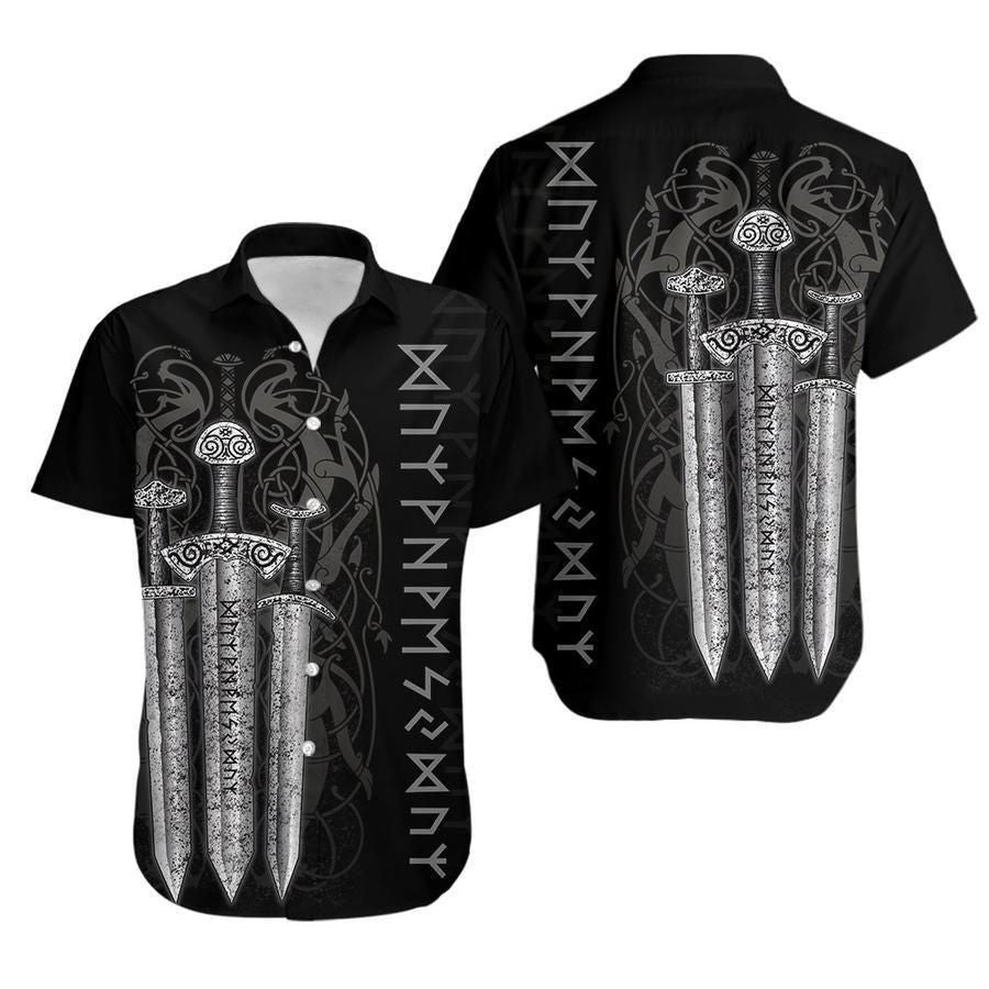 Viking Shirts - Nordic Warrior Viking Sword Colorful Unique - Viking Hawaiian Shirt