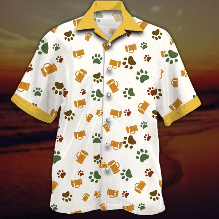 White Beagle Shirt - Dog With Beer Hawaiian Shirt Lemon