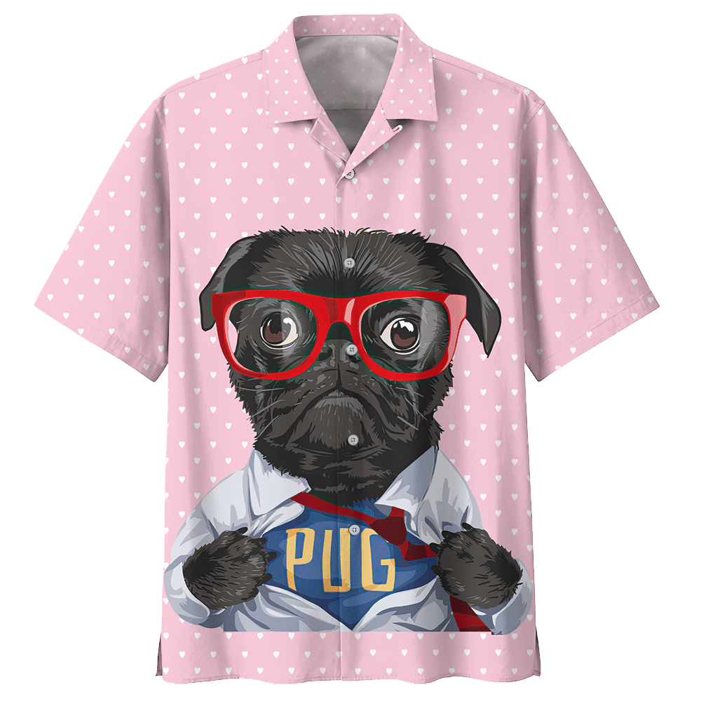 Pug Shirt - Home Is Where My Black Pug Is - Dog Hawaiian Shirt