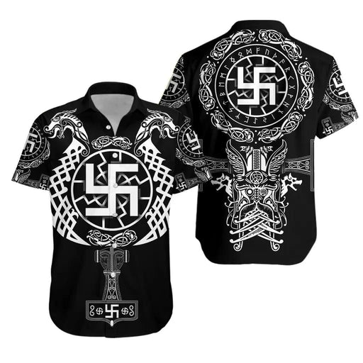 Viking Shirts - Nordic Viking Swastika White Color - Viking Hawaiian Shirt