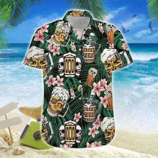 Beer Skull Mugs Aloha Summer - Beer Hawaiian Shirt