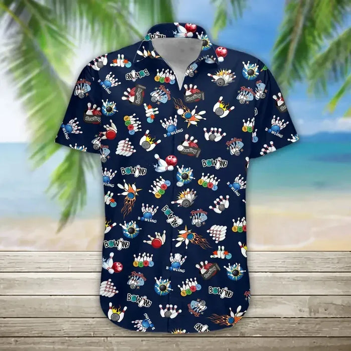 Unique Bowling Shirts -Ten-Pin Bowling Hawaiian Shirt
