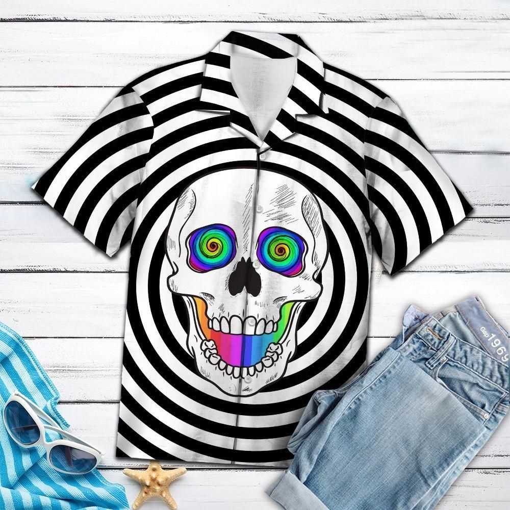 Skull Shirt - Skull Circle Black And White Nice Design Unisex Hawaiian Shirt