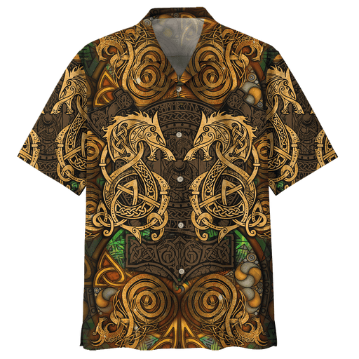 Dragon Shirt - Viking Dragon In Norse Mythology Golden Colorful - Dragon Hawaiian Shirt