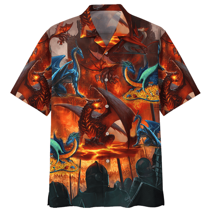 Fighting With Dragon Warrior For Treasurechest - Dragon Hawaiian Shirt