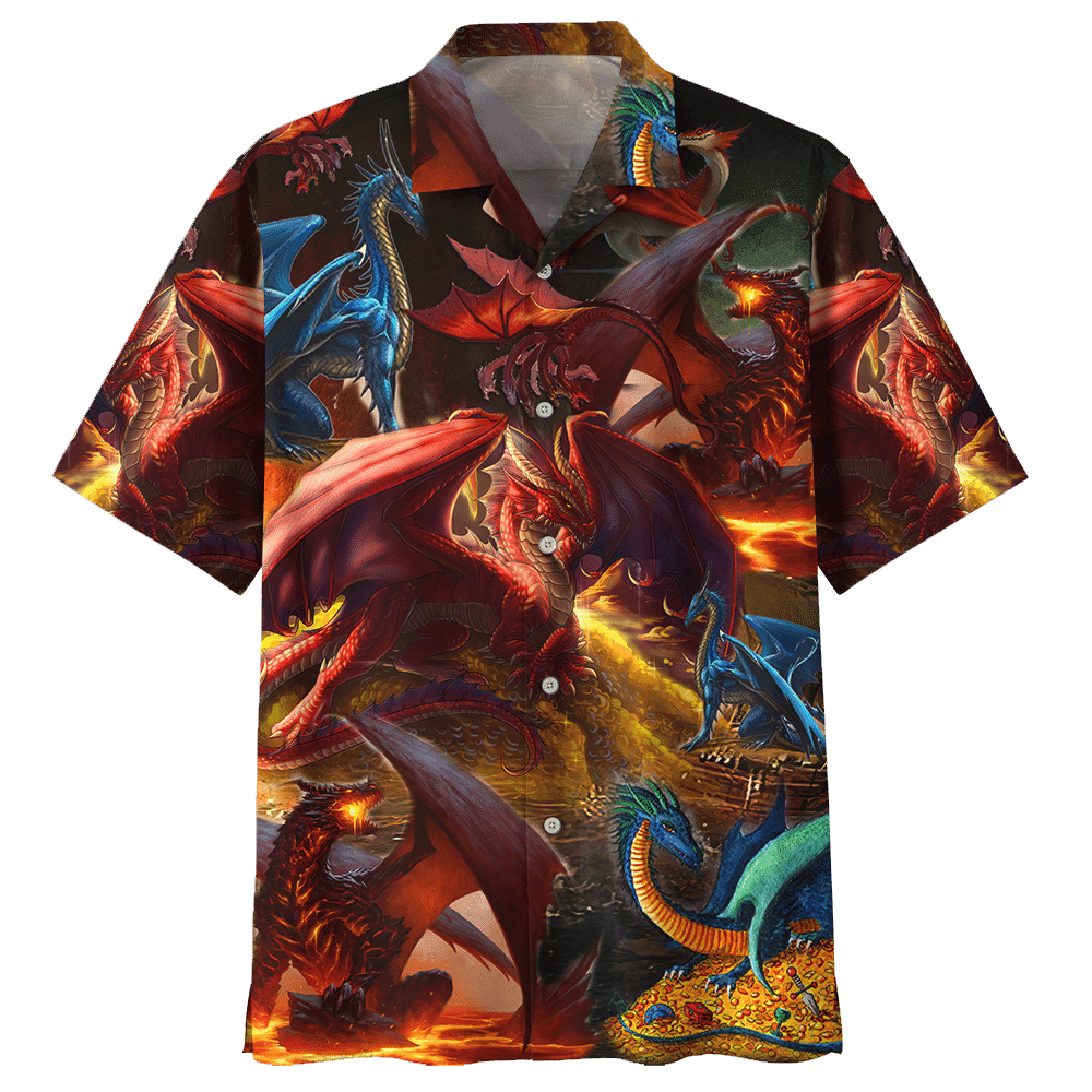 Fire-breathing Dragon Always Stand There To Protect Your Treasure & Show Allegiance - Dragon Hawaiian Shirt