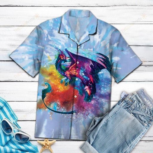 Dragon Shirt - Dragon Tie Dye Colorful Amazing Design - Dragon Hawaiian Shirt