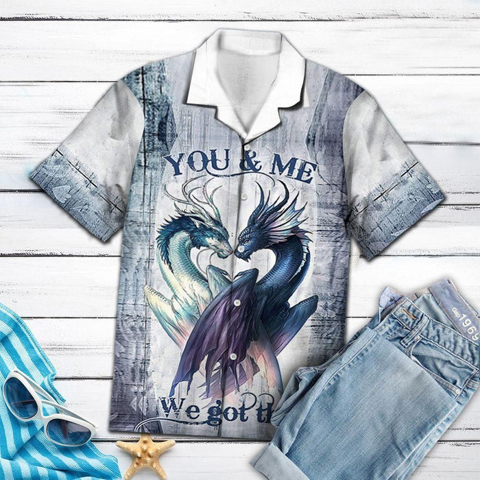 Dragon Shirt - Dragon You And Me Gray Unique Design - Dragon Hawaiian Shirt