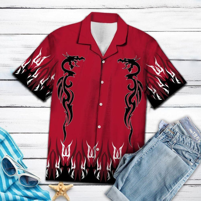 Dragon Shirt - Dragon Fire Red Unique Design - Dragon Hawaiian Shirt