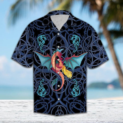 Dragon Shirt - Dragon Mandala Blue Amazing Design - Dragon Hawaiian Shirt