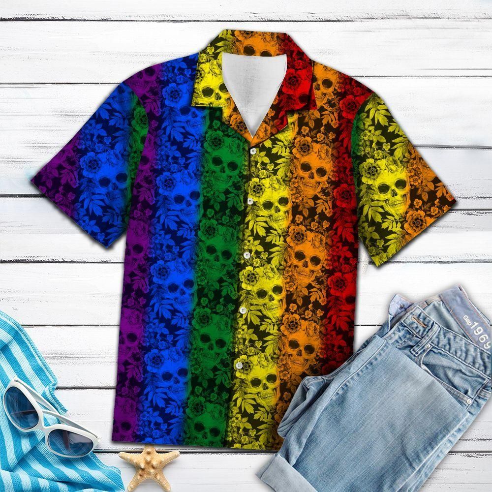 Skull Shirt - Skull LGBT Colorful Awesome Design Unisex Hawaiian Shirt