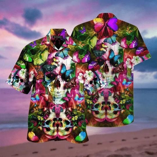Skull Shirt - Beautiful Skull Colorful Unique Unisex Hawaiian Shirt