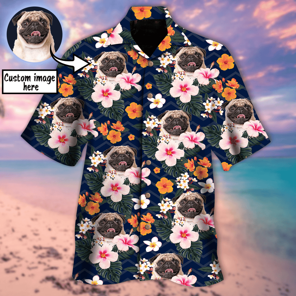 Dog Shirt - Dog With Tropical Flowers Custom Hawaiian Shirt - RE