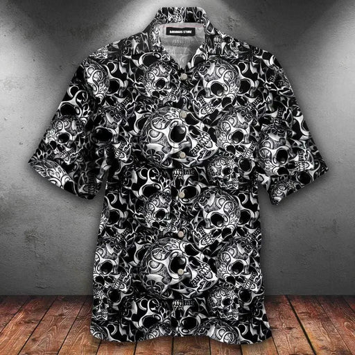 Skull Shirt - Matrix Iron Skull Colorful Awesome Unisex Hawaiian Shirt