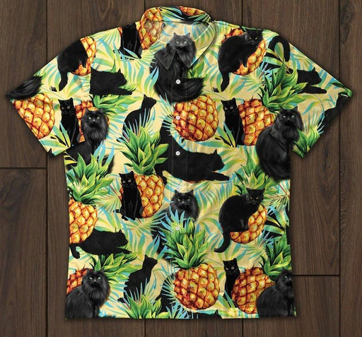 Black Cat Shirt - Black Cat Playing With Pineapple Tropical Hawaiian Shirt