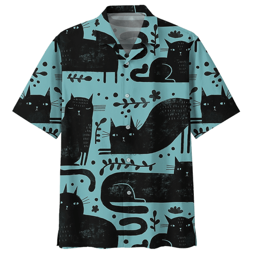 Black Cat Shirt - Cute Black Cat Hawaiian Shirt