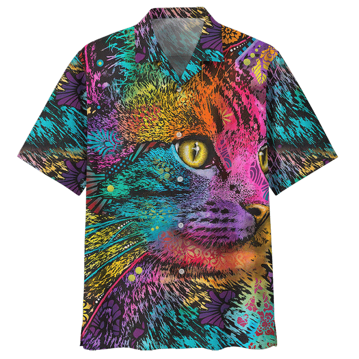 Cat Shirt - Watercolor Cat Painting Hawaiian Shirt