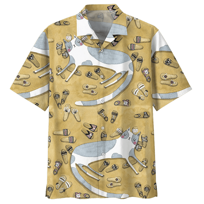 Cat Shirt - Sleeping Cat In Home Hawaiian Shirt