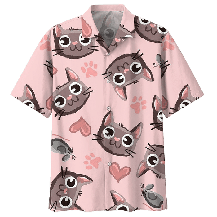 Cat Shirt - Love Pink Kitten Hawaiian Shirt