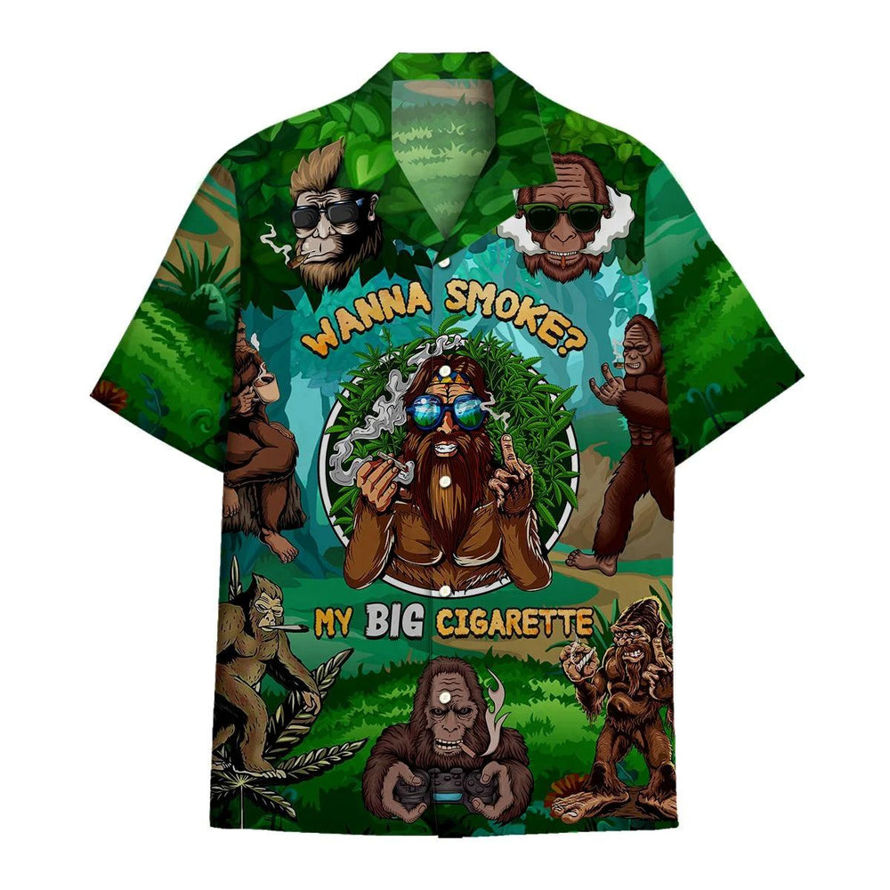 Cool Bigfoot Wanna Smoke My Big Cigarette - Bigfoot Hawaiian Shirt