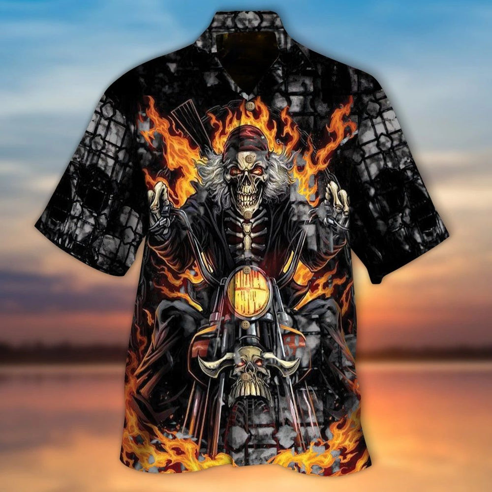 Hawaiian Motorcycle Shirts - Dirt Bike Accessories Crazy Skull Hawaiian Shirt