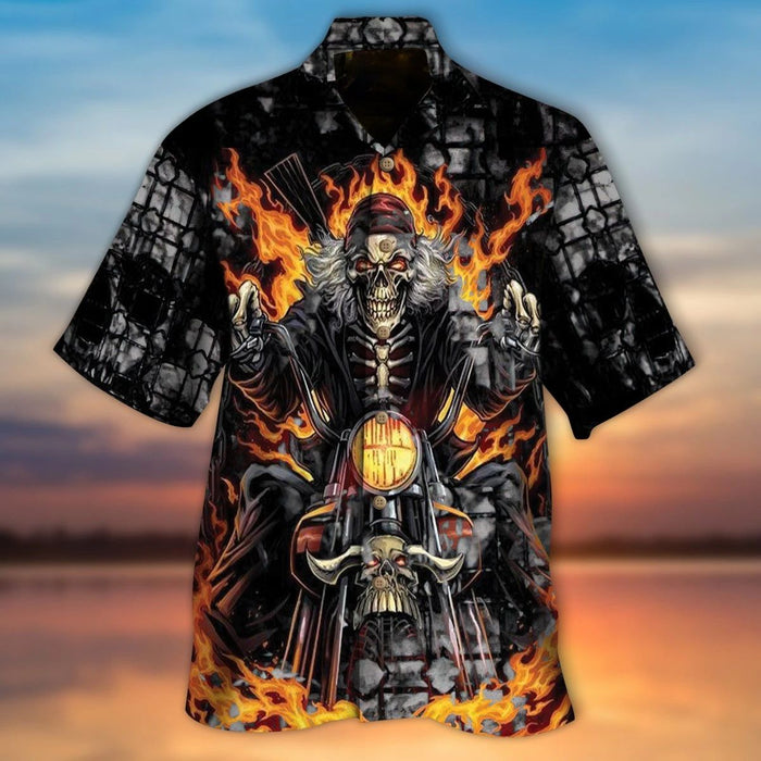 Hawaiian Motorcycle Shirts - Dirt Bike Accessories Crazy Skull Hawaiian Shirt