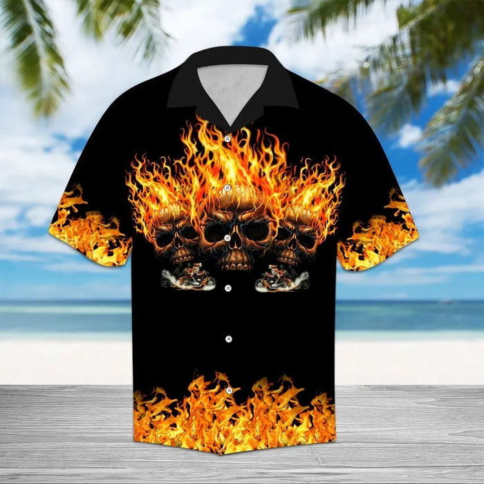 Biker Shirts - Triple Skull Made Motorcycle Shop Together Unique Hawaiian Shirt