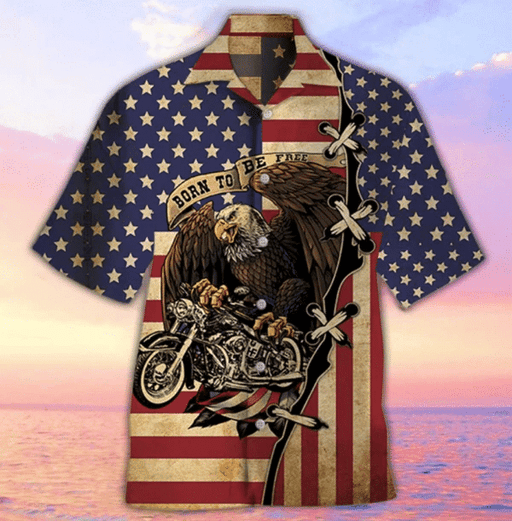 Hawaiian Motorcycle Shirts - Classic Motor Ride Born To Be Free Hawaiian Shirt