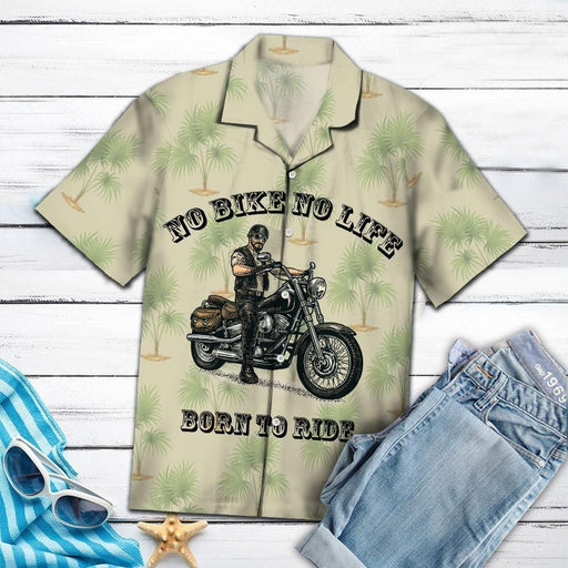 Hawaiian Motorcycle Shirts - Motorcycle No Bike No Life Green Unique Design Unisex Life Hawaiian Shirt