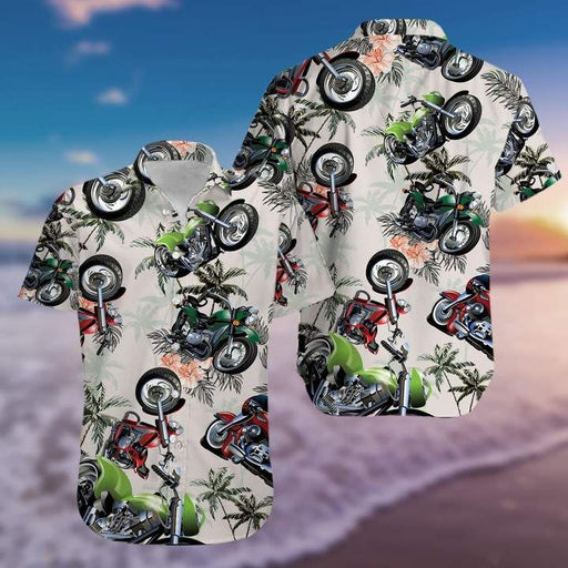 Hawaiian Motorcycle Shirts - Racing Motorbike Tropical Coconut Hawaiian Shirt