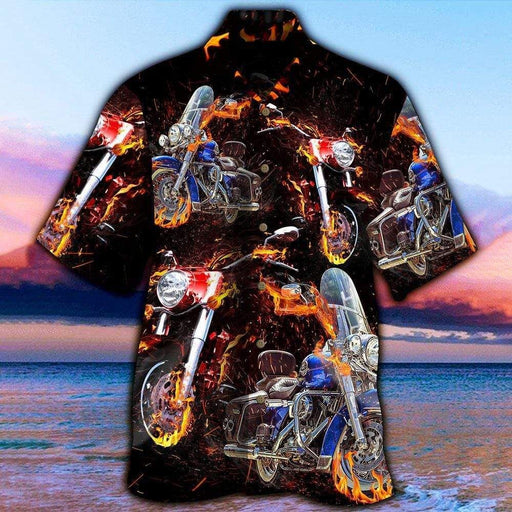 Hawaiian Motorcycle Shirts - Flame American Motorcycles On Fire Hawaiian Shirt