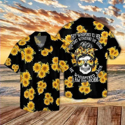 Skull Shirt - Skull Sunflower I 'm The Storm Unisex Hawaiian Shirt