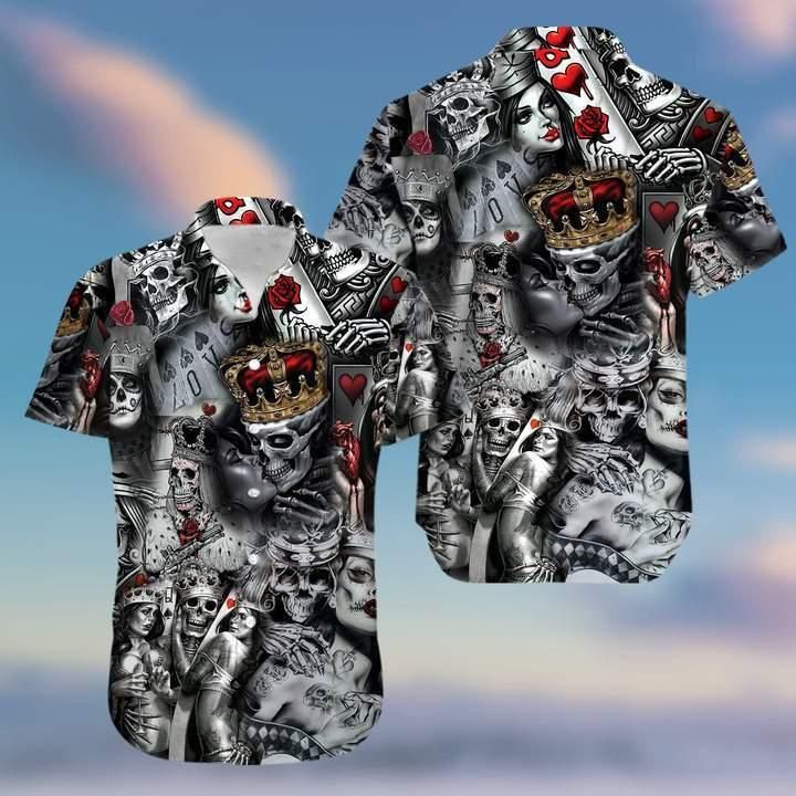 Skull Shirt - Love Is Blind Poker Skull Unisex Hawaiian Shirt
