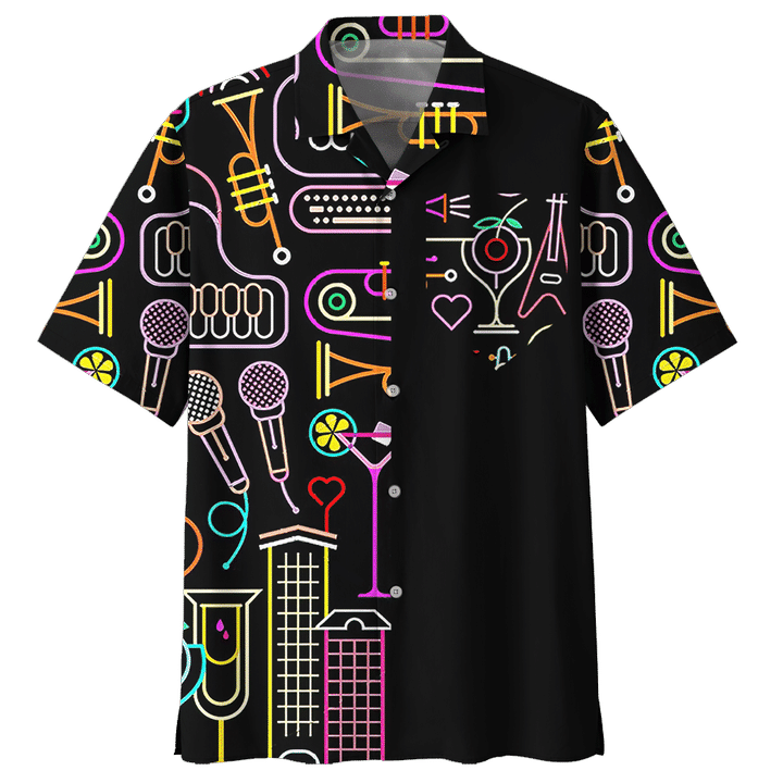 Guitar Shirt - Neon Guitar Instrument Music Hawaiian Shirt