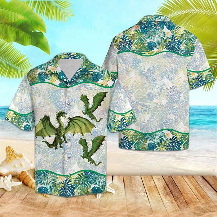Dragon Shirt - Dragon Tropical Green Amazing Design Unisex Hawaiian Shirt