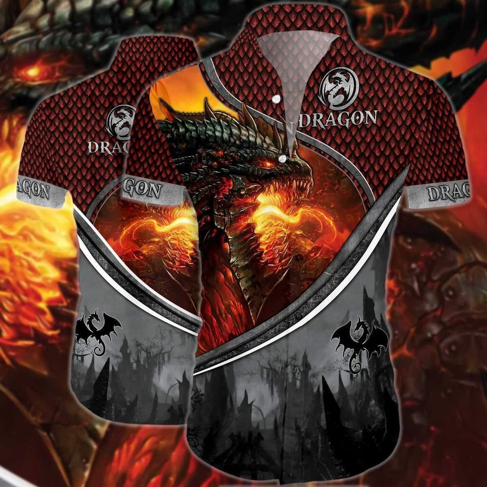 Dragon Shirt - Magic Fire Dragon Unisex Hawaiian Shirt
