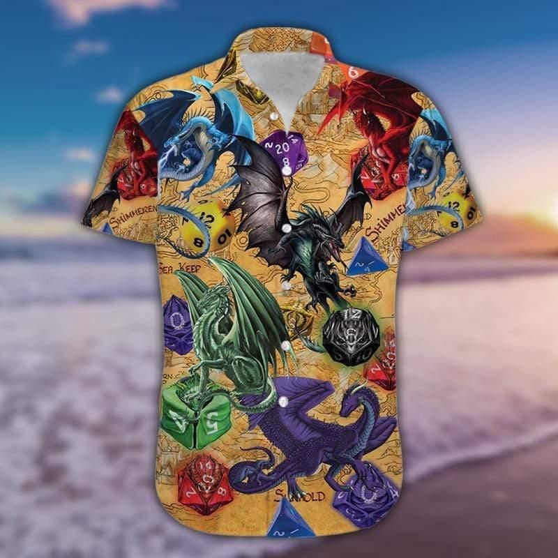 Dragon Shirt - It's Time To Roll A Dragon Unisex Hawaiian Shirt