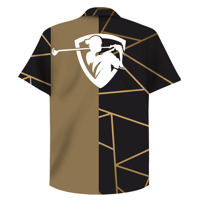 Golf Shirt - Personalized Golden Lines Golf Custom Hawaiian Shirt RE