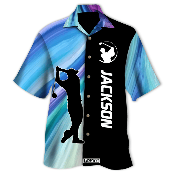 Golf Shirt - Personalized Green Fluid Art Golf Custom Hawaiian Shirt RE