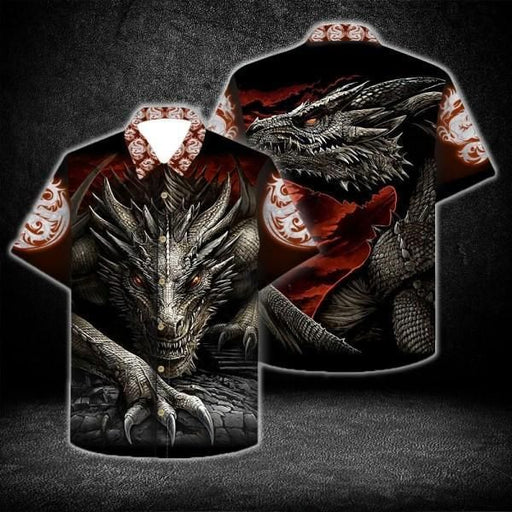 Dragon Shirt - Ancient Dragon Red Symbol Unisex Hawaiian Shirt