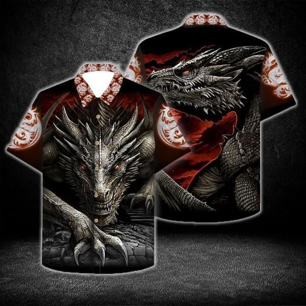 Dragon Shirt - Ancient Dragon Red Symbol Unisex Hawaiian Shirt