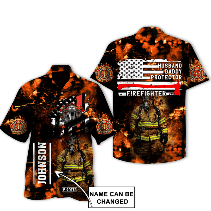 Firefighter Shirt - Husband Daddy Firefighter Custom Hawaiian Shirt RE