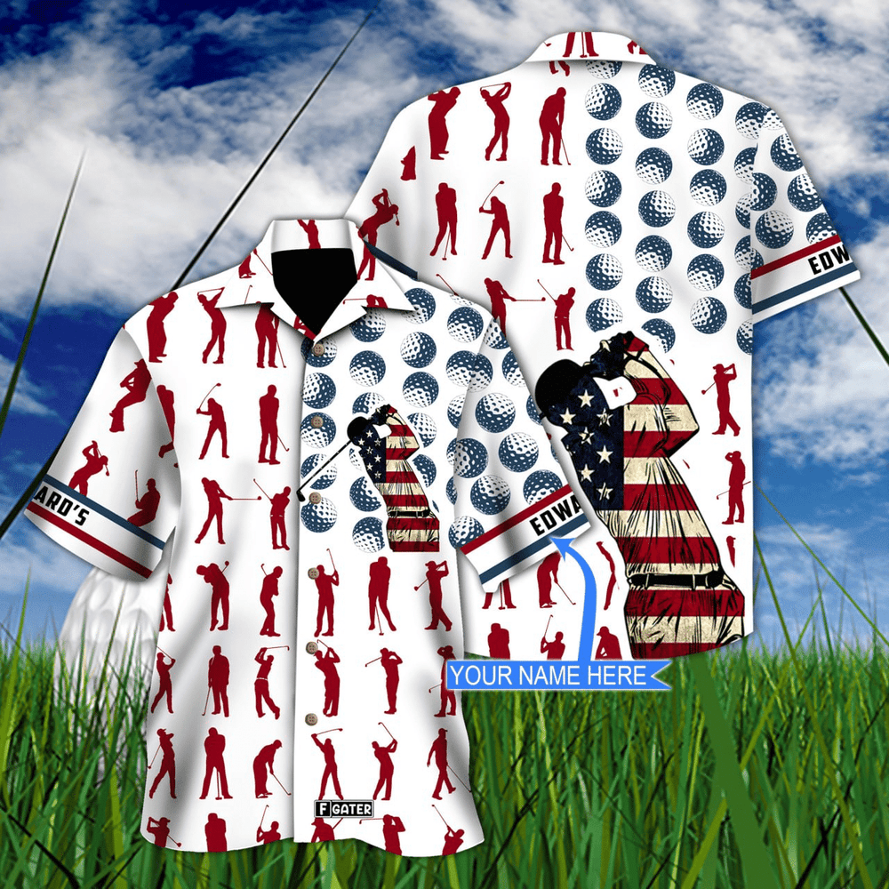 Golf Shirt - Golf Today For Hole In One American Flag Pattern Unique Custom Hawaiian Shirt RE